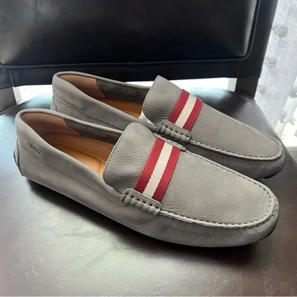 New! BALLY Logo Pearce Suede Leather Moccasin Driving Loafers - Picture 4 of 8